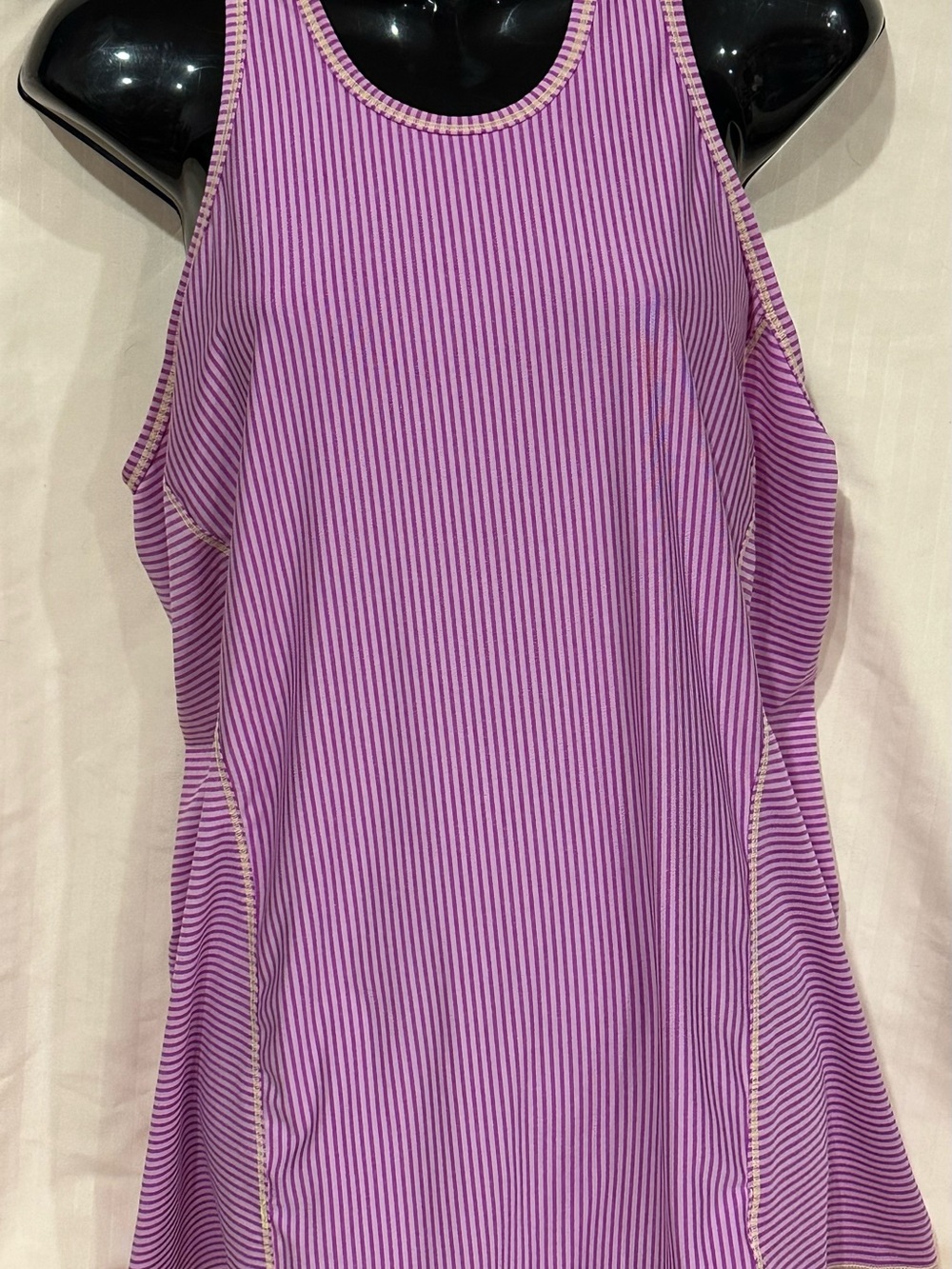 Women's Sleeveless Pink Striped Workout Top - Picture 1 of 2